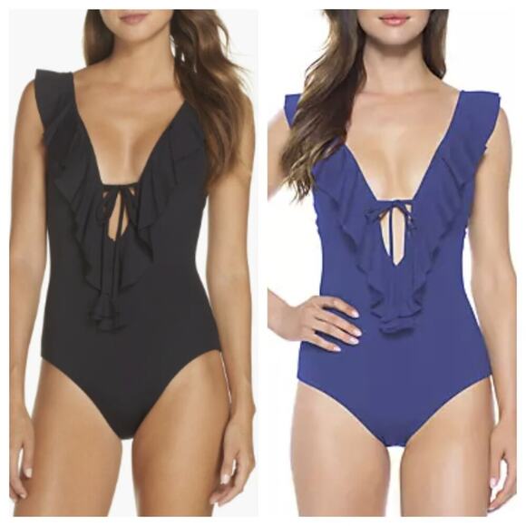 Bundle of 2 Becca by Rebecca Virtue Socialite Ruffle One Piece Swimsuit - Picture 1 of 10